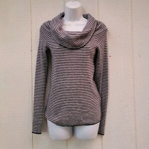 Madewell Alpaca Blend Cowl Neck Striped Sweater Blk/Wht Sz S Preppy Academia